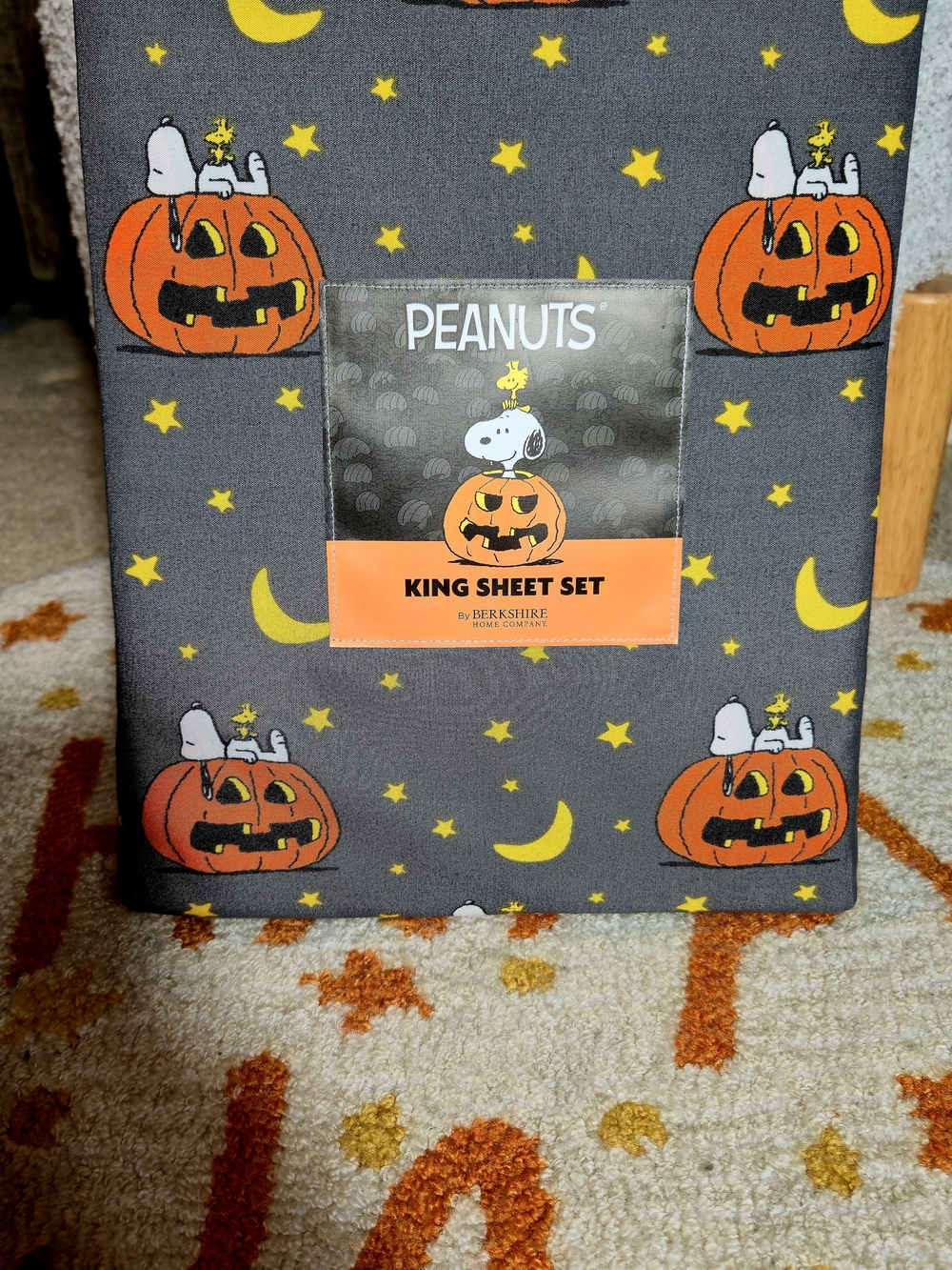 Peanuts Halloween King Sheet Set Snoopy Woodstock Starry Night NWT